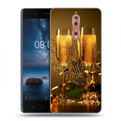 Дизайнерский пластиковый чехол для Nokia 8 Новогодние бокалы