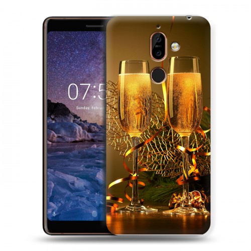 Дизайнерский пластиковый чехол для Nokia 7 Plus Новогодние бокалы