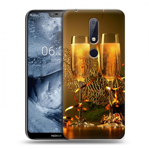 Дизайнерский силиконовый чехол для Nokia 6.1 Plus Новогодние бокалы