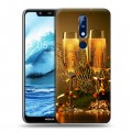 Дизайнерский пластиковый чехол для Nokia 5.1 Plus Новогодние бокалы