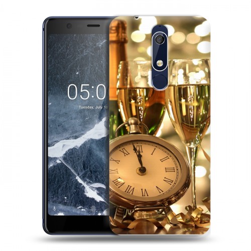 Дизайнерский пластиковый чехол для Nokia 5.1 Новогодние бокалы