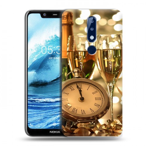 Дизайнерский пластиковый чехол для Nokia 5.1 Plus Новогодние бокалы