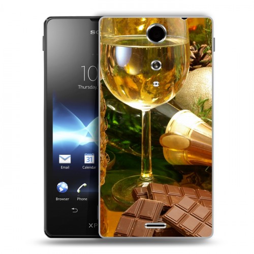 Дизайнерский пластиковый чехол для Sony Xperia TX Новогодние бокалы