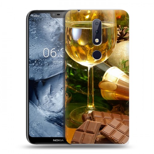 Дизайнерский пластиковый чехол для Nokia 6.1 Plus Новогодние бокалы