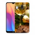 Дизайнерский силиконовый с усиленными углами чехол для Xiaomi RedMi 8A Новогодние бокалы