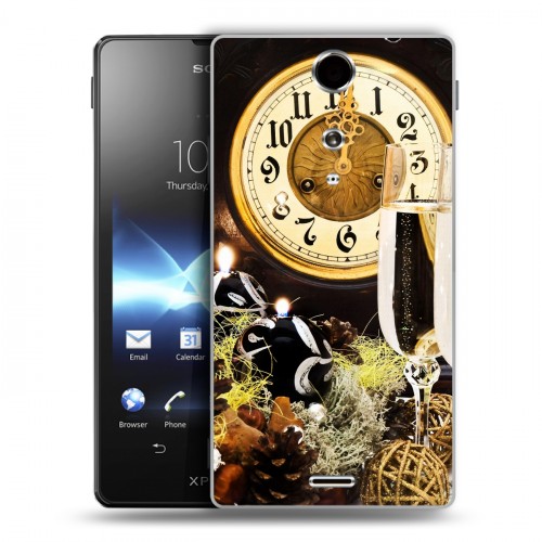 Дизайнерский пластиковый чехол для Sony Xperia TX Новогодние бокалы