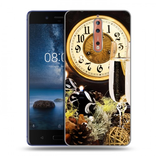 Дизайнерский пластиковый чехол для Nokia 8 Новогодние бокалы