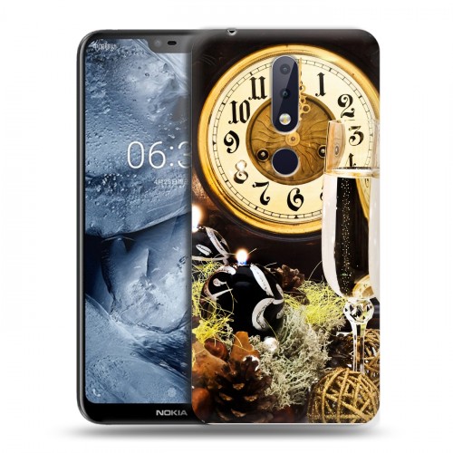 Дизайнерский пластиковый чехол для Nokia 6.1 Plus Новогодние бокалы