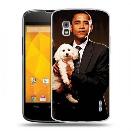 Дизайнерский пластиковый чехол для LG Google Nexus 4 Барак Обама