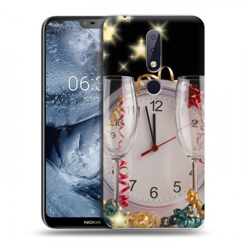 Дизайнерский пластиковый чехол для Nokia 6.1 Plus Новогодние бокалы