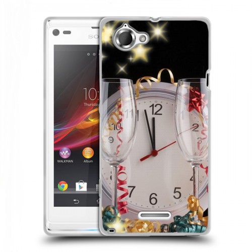 Дизайнерский пластиковый чехол для Sony Xperia L Новогодние бокалы