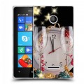 Дизайнерский пластиковый чехол для Microsoft Lumia 435 Новогодние бокалы