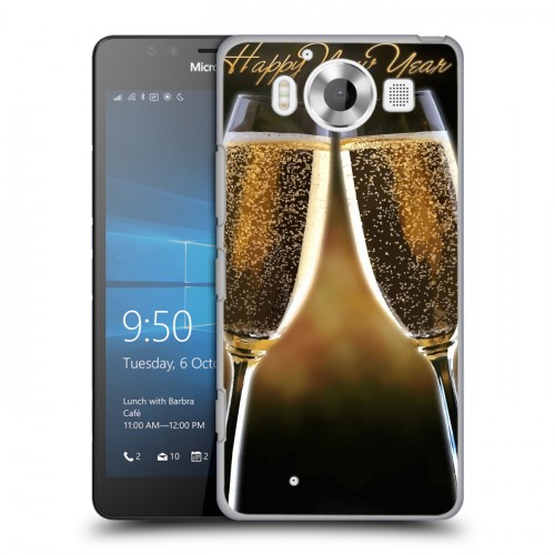 Дизайнерский пластиковый чехол для Microsoft Lumia 950 Новогодние бокалы