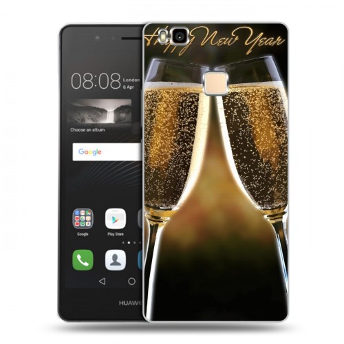 Дизайнерский пластиковый чехол для Huawei P9 Lite Новогодние бокалы