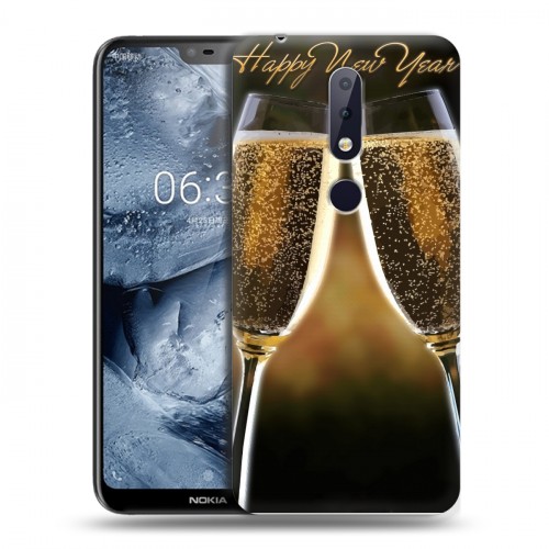 Дизайнерский пластиковый чехол для Nokia 6.1 Plus Новогодние бокалы