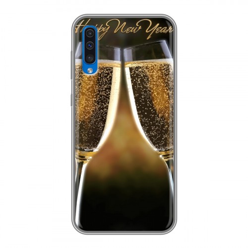 Дизайнерский силиконовый с усиленными углами чехол для Samsung Galaxy A50 Новогодние бокалы