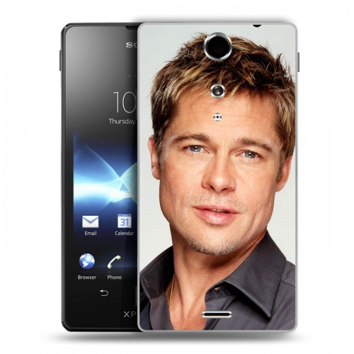 Дизайнерский пластиковый чехол для Sony Xperia TX Бред Питт