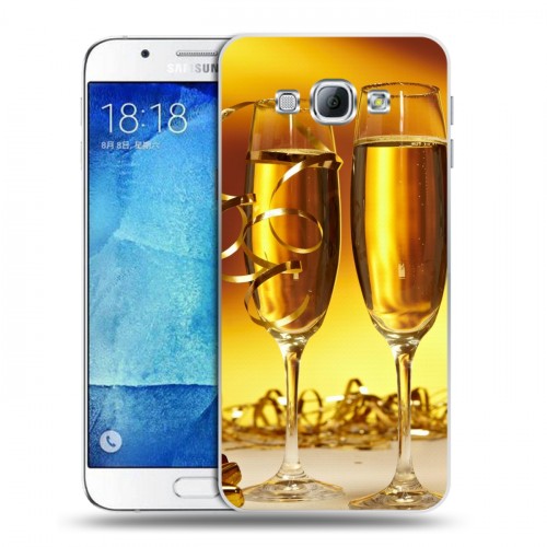 Дизайнерский пластиковый чехол для Samsung Galaxy A8 Новогодние бокалы