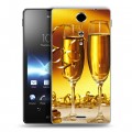 Дизайнерский пластиковый чехол для Sony Xperia TX Новогодние бокалы