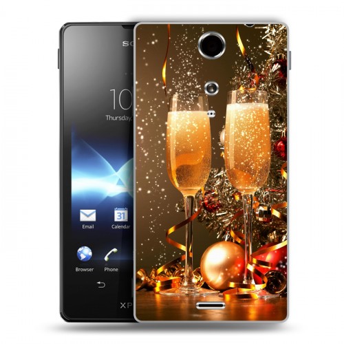 Дизайнерский пластиковый чехол для Sony Xperia TX Новогодние бокалы