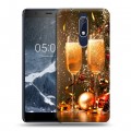 Дизайнерский пластиковый чехол для Nokia 5.1 Новогодние бокалы