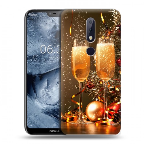 Дизайнерский пластиковый чехол для Nokia 6.1 Plus Новогодние бокалы