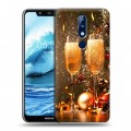 Дизайнерский пластиковый чехол для Nokia 5.1 Plus Новогодние бокалы