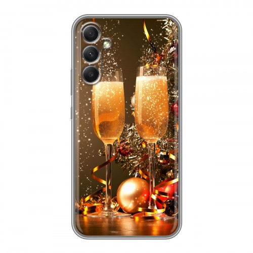 Дизайнерский силиконовый с усиленными углами чехол для Samsung Galaxy A34 5G Новогодние бокалы
