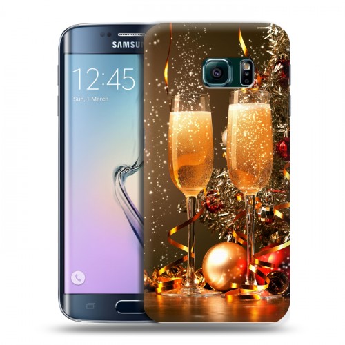 Дизайнерский силиконовый чехол для Samsung Galaxy S6 Edge Новогодние бокалы