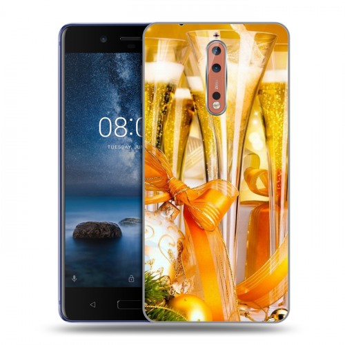 Дизайнерский пластиковый чехол для Nokia 8 Новогодние бокалы