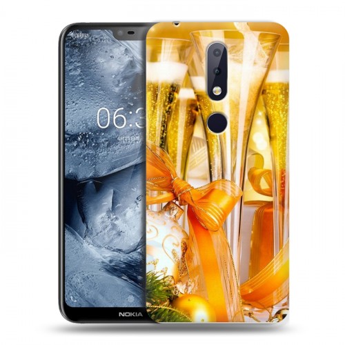 Дизайнерский пластиковый чехол для Nokia 6.1 Plus Новогодние бокалы