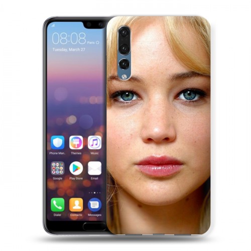 Дизайнерский силиконовый с усиленными углами чехол для Huawei P20 Pro Дженнифер Лоуренс