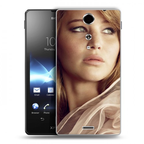 Дизайнерский пластиковый чехол для Sony Xperia TX Дженнифер Лоуренс