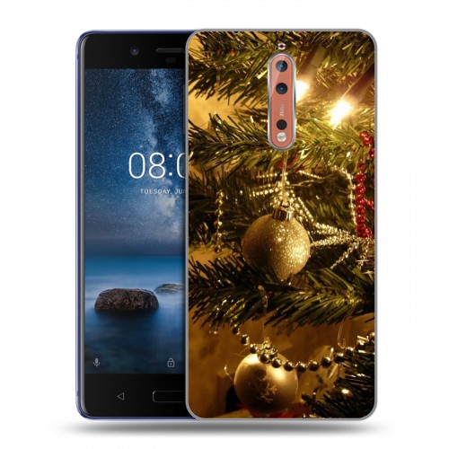 Дизайнерский пластиковый чехол для Nokia 8 Новогодние шары