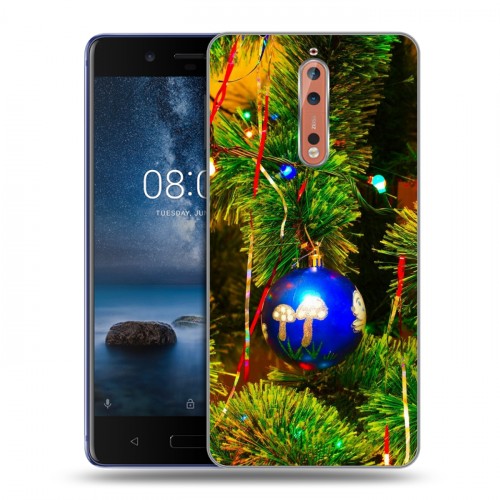 Дизайнерский пластиковый чехол для Nokia 8 Новогодние шары