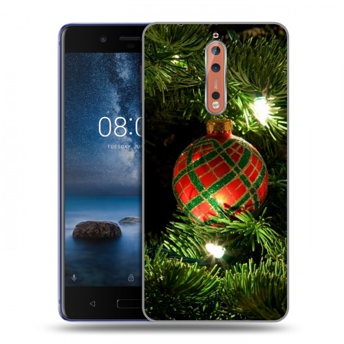 Дизайнерский пластиковый чехол для Nokia 8 Новогодние шары