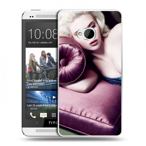 Дизайнерский пластиковый чехол для HTC One (M7) Dual SIM Скарлет Йохансон
