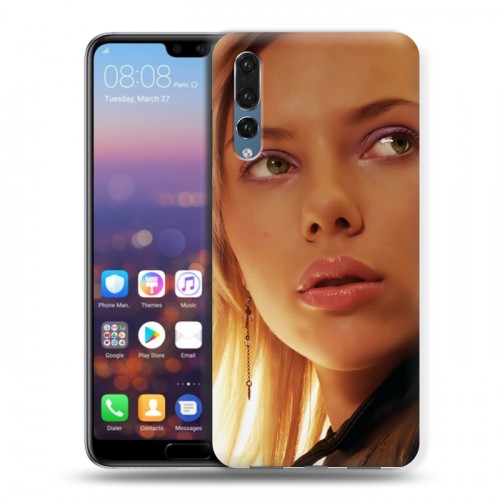 Дизайнерский силиконовый с усиленными углами чехол для Huawei P20 Pro Скарлет Йохансон