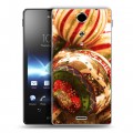 Дизайнерский пластиковый чехол для Sony Xperia TX Новогодние шары