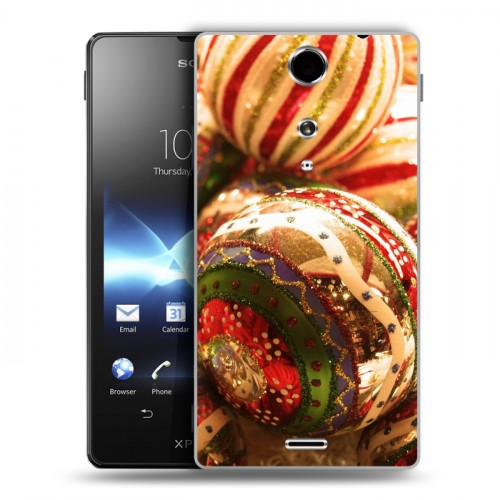 Дизайнерский пластиковый чехол для Sony Xperia TX Новогодние шары