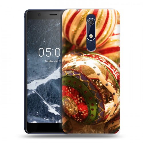 Дизайнерский пластиковый чехол для Nokia 5.1 Новогодние шары