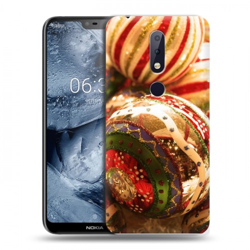 Дизайнерский пластиковый чехол для Nokia 6.1 Plus Новогодние шары