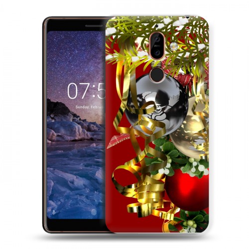 Дизайнерский пластиковый чехол для Nokia 7 Plus Новогодние шары