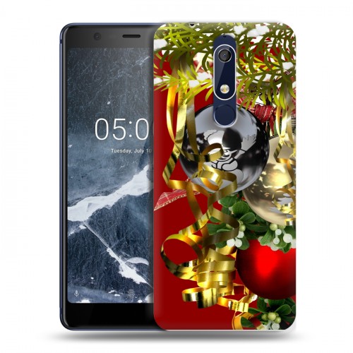 Дизайнерский пластиковый чехол для Nokia 5.1 Новогодние шары