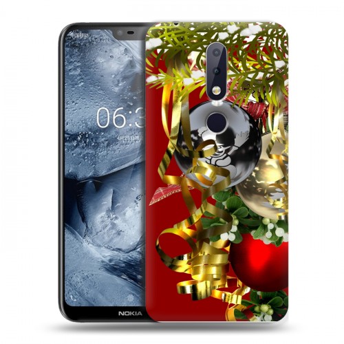 Дизайнерский пластиковый чехол для Nokia 6.1 Plus Новогодние шары