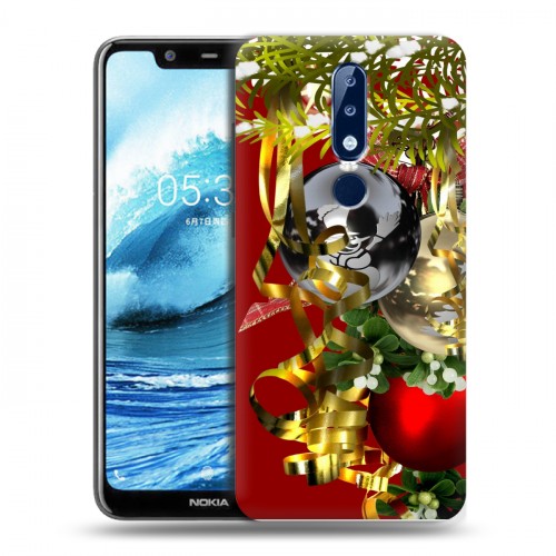 Дизайнерский силиконовый чехол для Nokia 5.1 Plus Новогодние шары