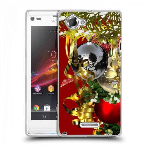 Дизайнерский пластиковый чехол для Sony Xperia L Новогодние шары