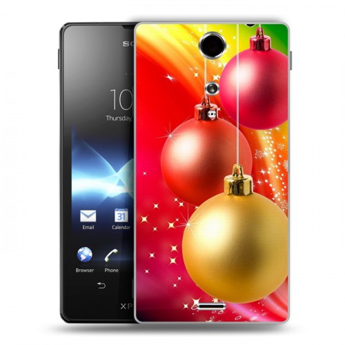 Дизайнерский пластиковый чехол для Sony Xperia TX Новогодние шары