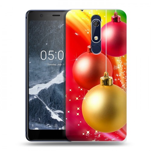 Дизайнерский пластиковый чехол для Nokia 5.1 Новогодние шары