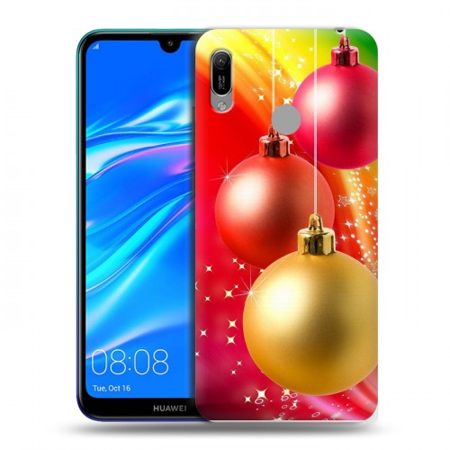 Дизайнерский пластиковый чехол для Huawei Y6 (2019) Новогодние шары